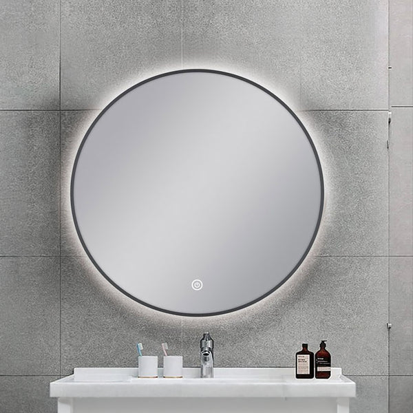 Carysil 750mm Round LED Bathroom Mirror - Gunmetal Framed
