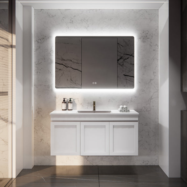 Miami WH1200 Wall Hung Fluted Vanity with 3 Drawers Options - Matte White
