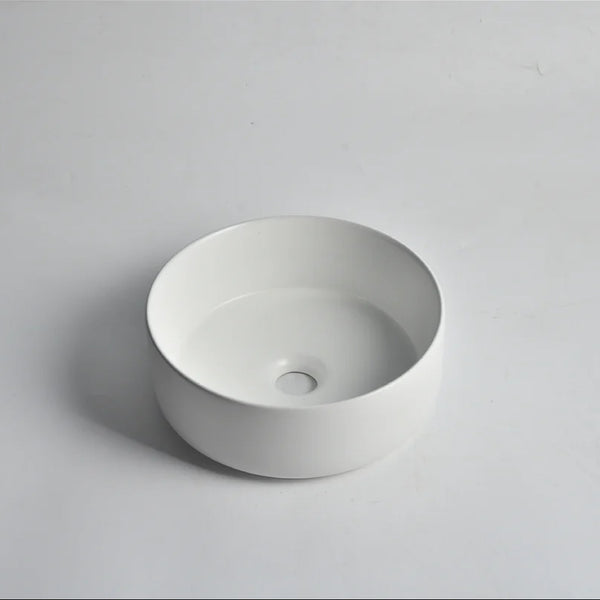 CLAYA Mini-30 Round Ceramic Basin - 300mm Compact Above Counter - Matte White