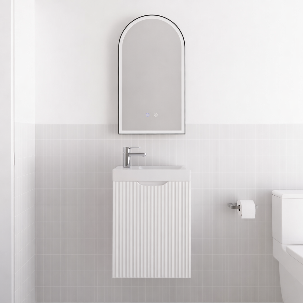 Vienna 450mm Wall Hung Vanity with Polymarble Top - Matte White