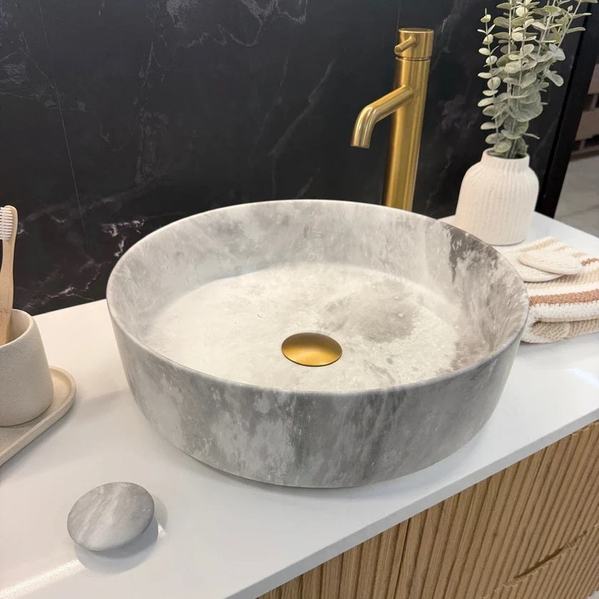 CLAYA MOON-40 Ceramic Round Above Counter Basin – Matte Grey Marble