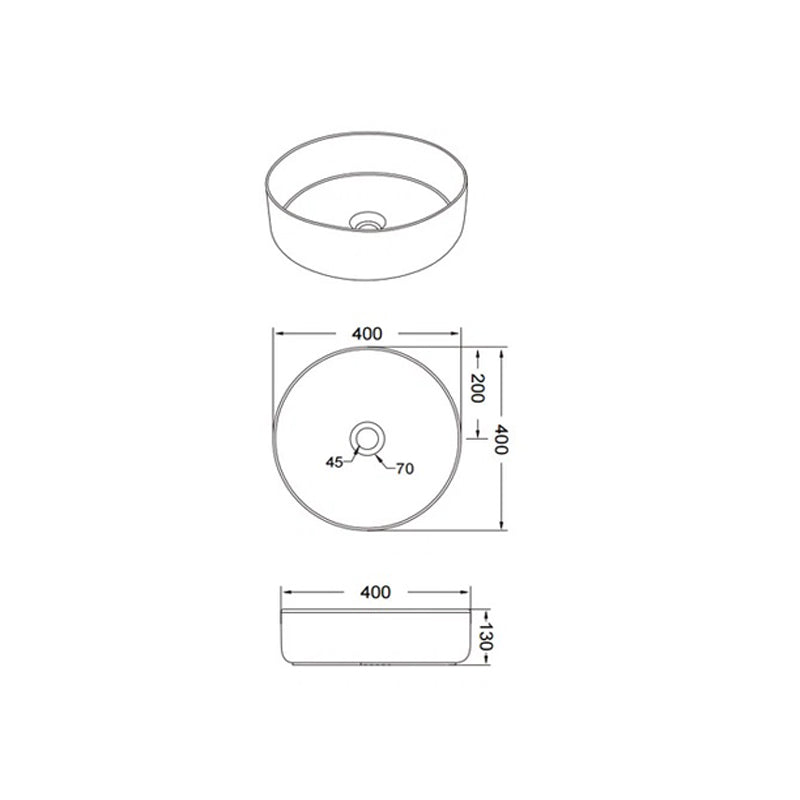 CLAYA MOON-40 Ceramic Round Above Counter Basin – Matte Grey Marble