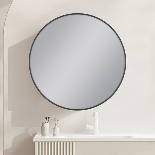 Carysil round bathroom mirror with gunmetal frame