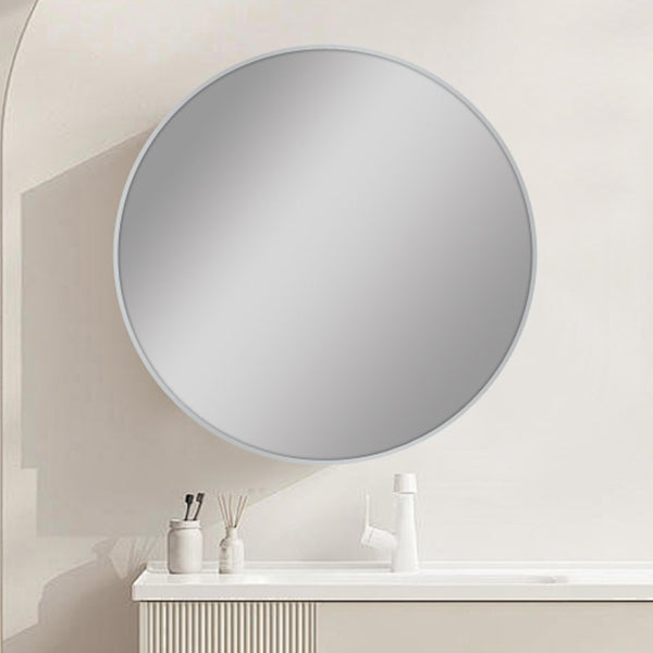 Carysil round bathroom mirror with nickel frame