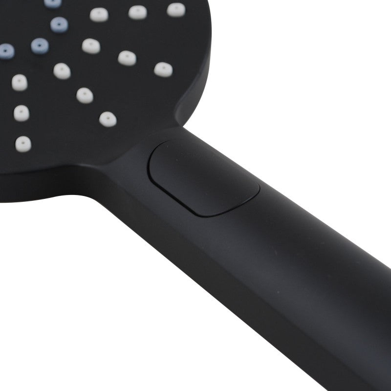 ABS 3 Functions Handheld Shower Head Round - Black