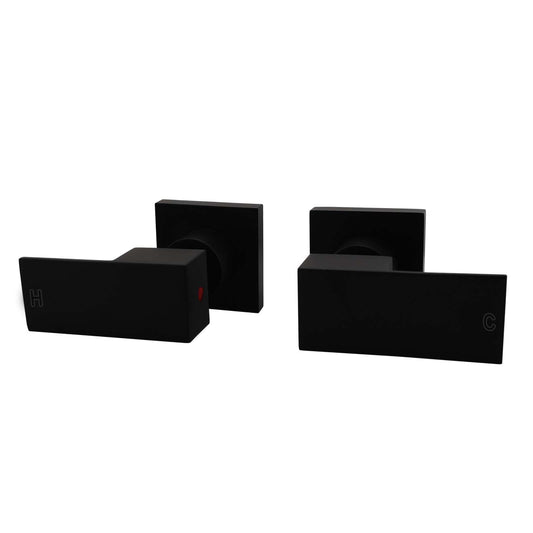 Brass Wall Taps One Pair - Black