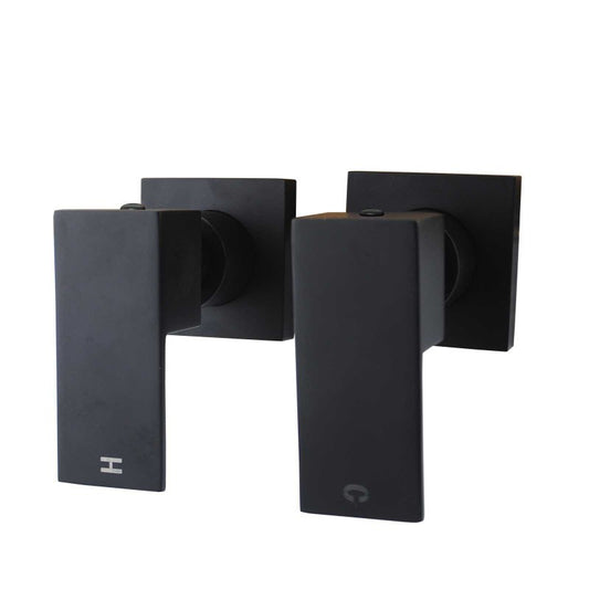Brass Wall Taps One Pair - Black
