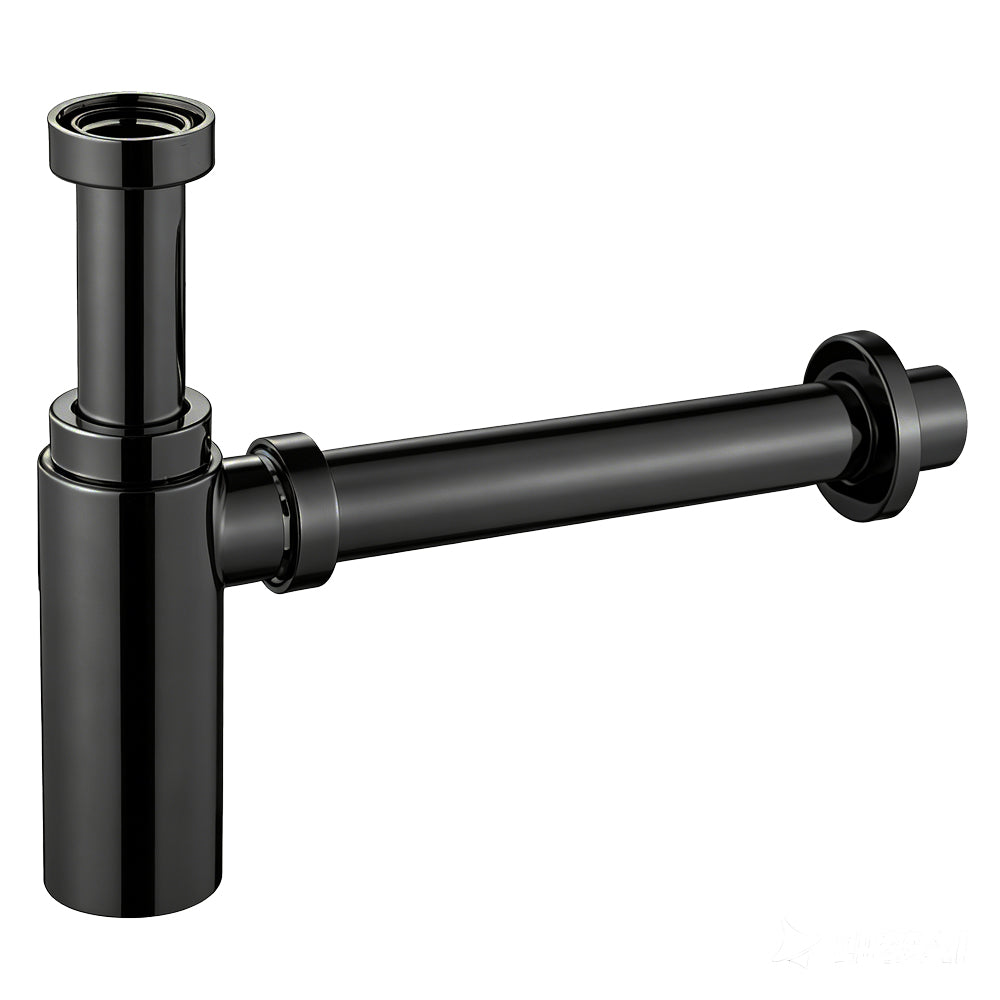 Solid Brass Round Bottle Trap G1 1/2" -  Black