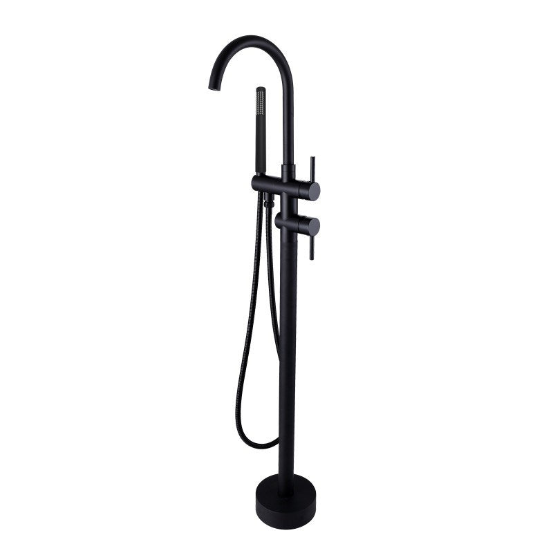 Solid Brass Freestanding Handheld Shower Head & Swivel Spout Tap - Black