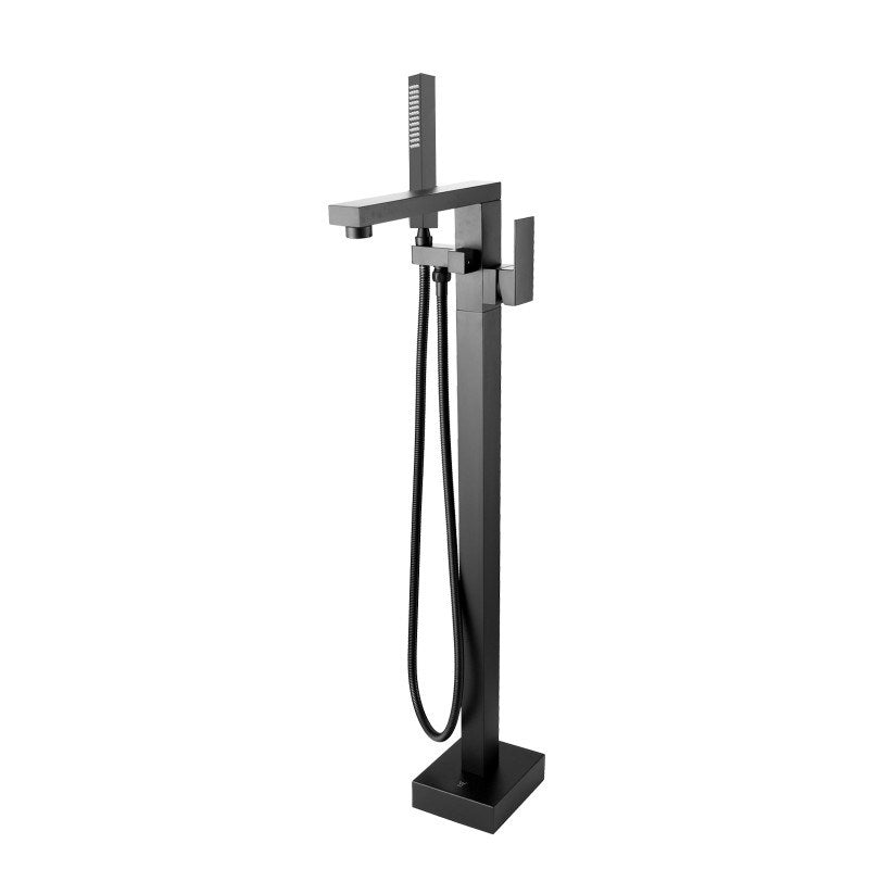 Solid Brass Freestanding Handheld Shower Head & Swivel Spout Tap II - Black