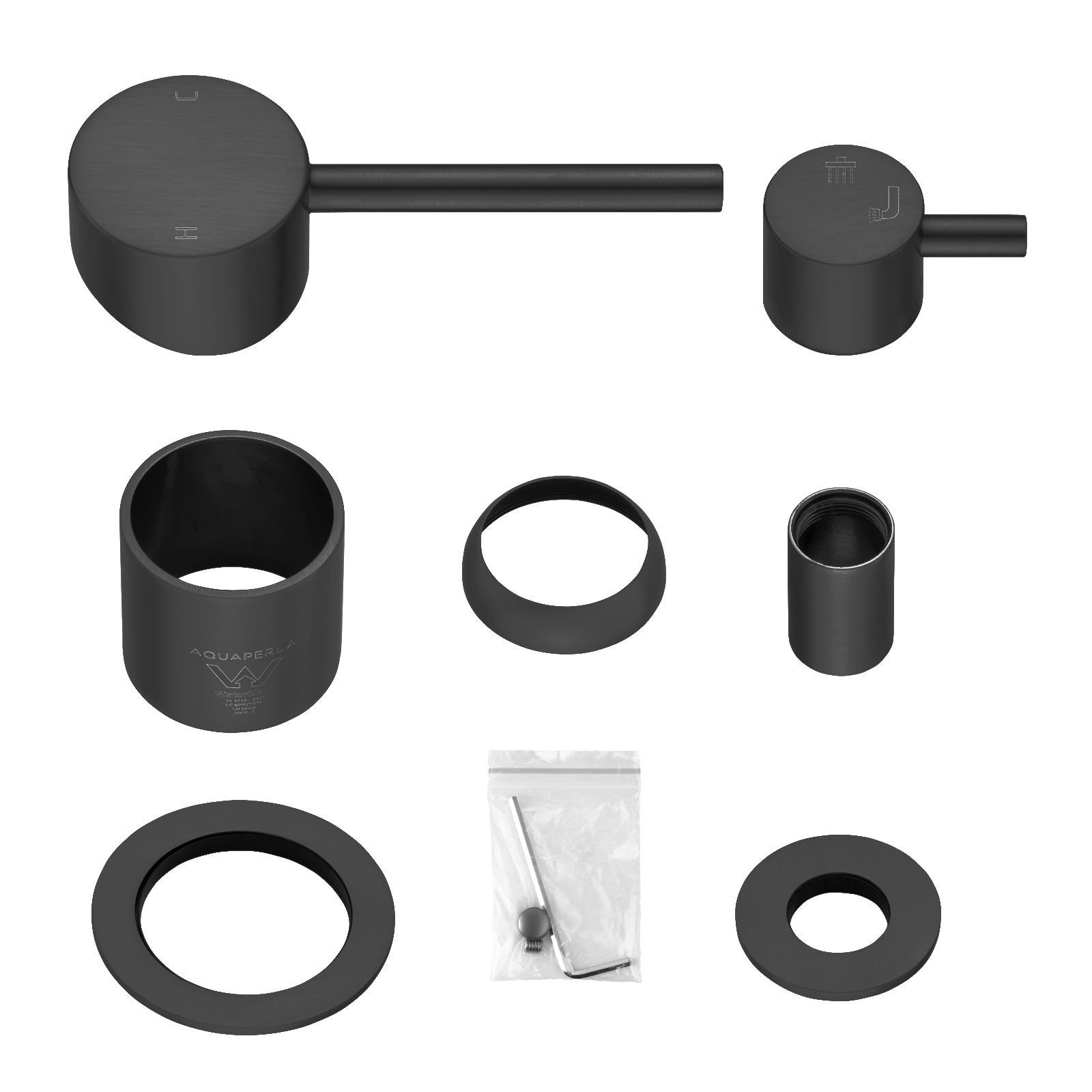 LUCID PIN Wall Diverter Mixer with Separate Cover Plate - Black