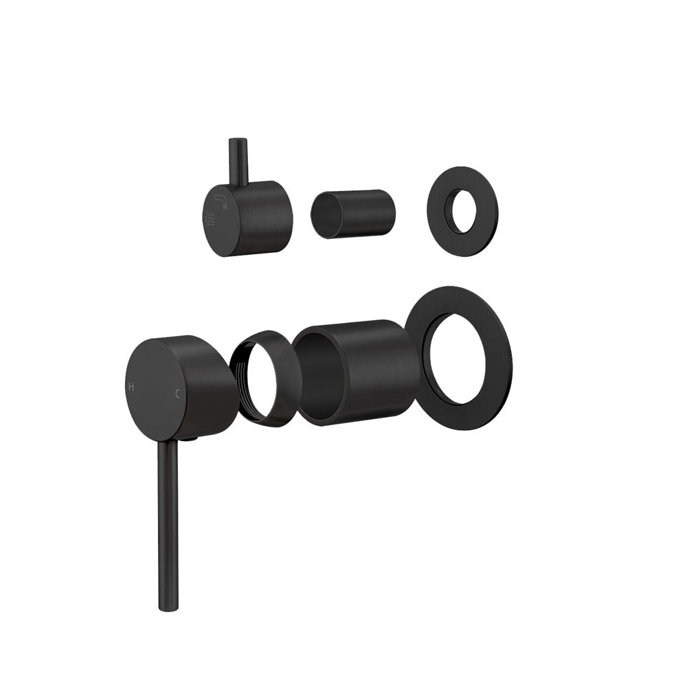 LUCID PIN Wall Diverter Mixer with Separate Cover Plate - Black