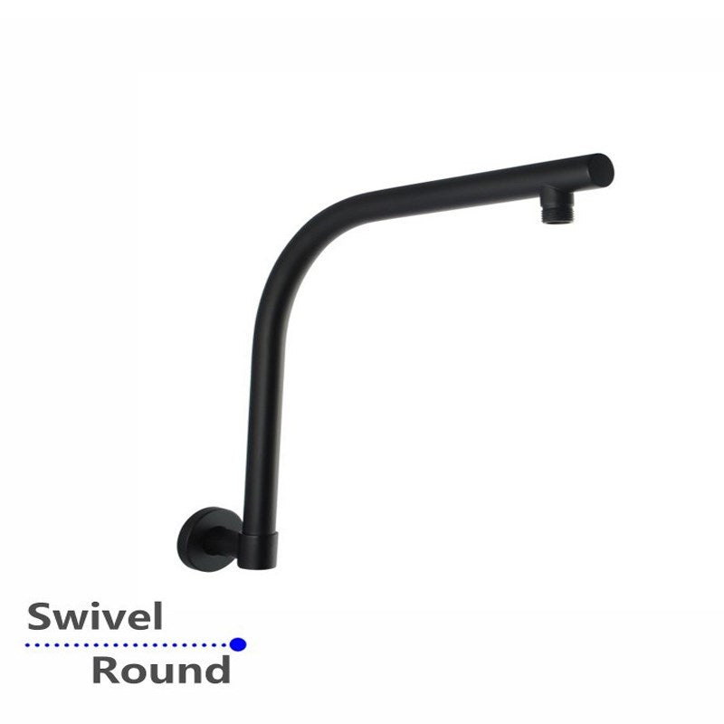 Stainless Steel Swivel Curved Wall Shower Arm – Black