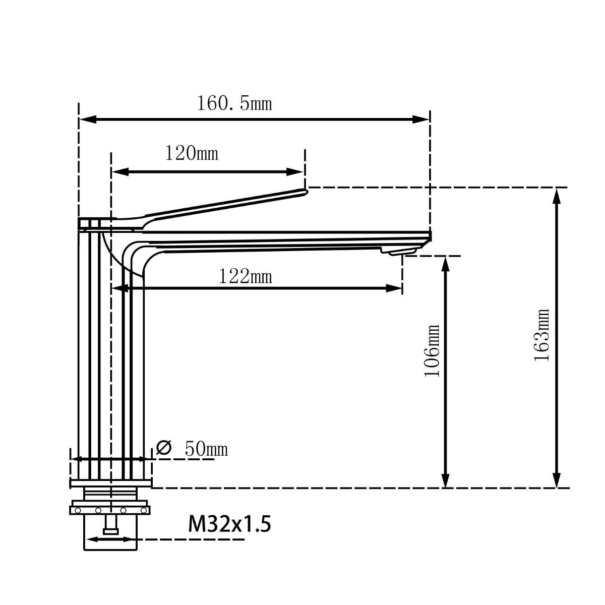 Solid Brass Short Basin Mixer - Chrome Silver - RUSHY