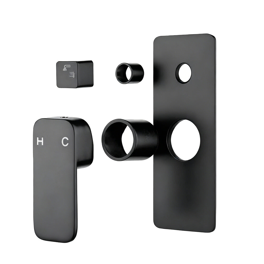 Solid Brass Wall Mixer Tap with Diverter Trim Kit (Match CLPD) - Black | IVANO