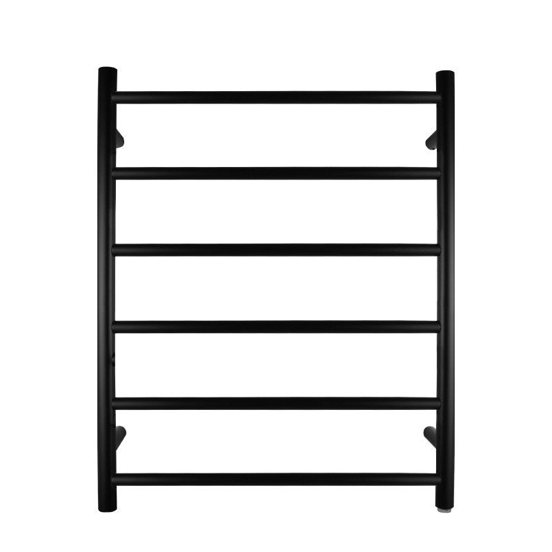 Stainless Steel Heated Towel Rack 6 Bars Round - Black