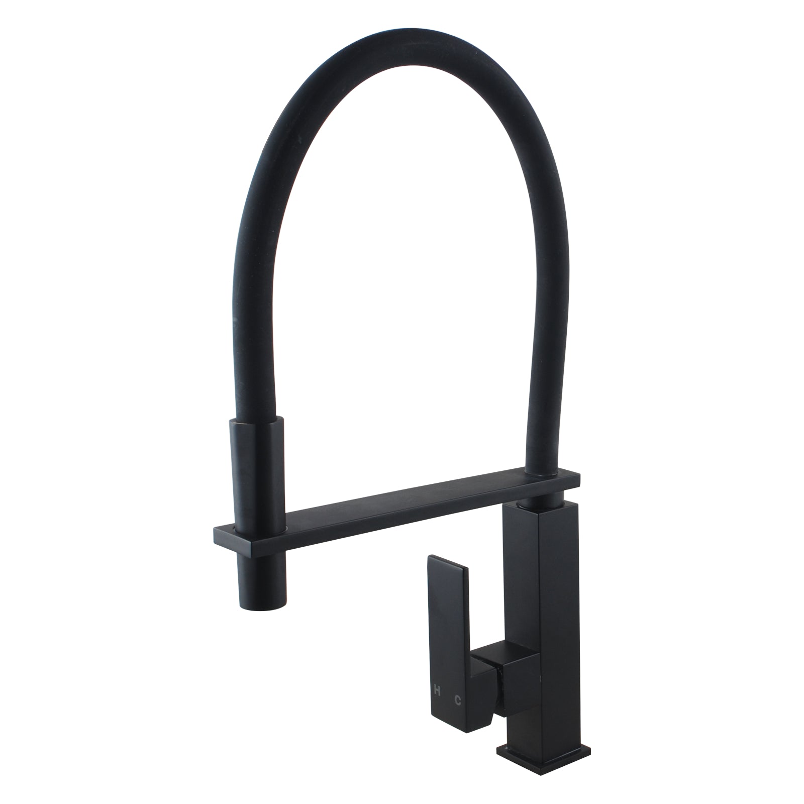 Solid Brass Pull Out Square Kitchen Mixer -  Black