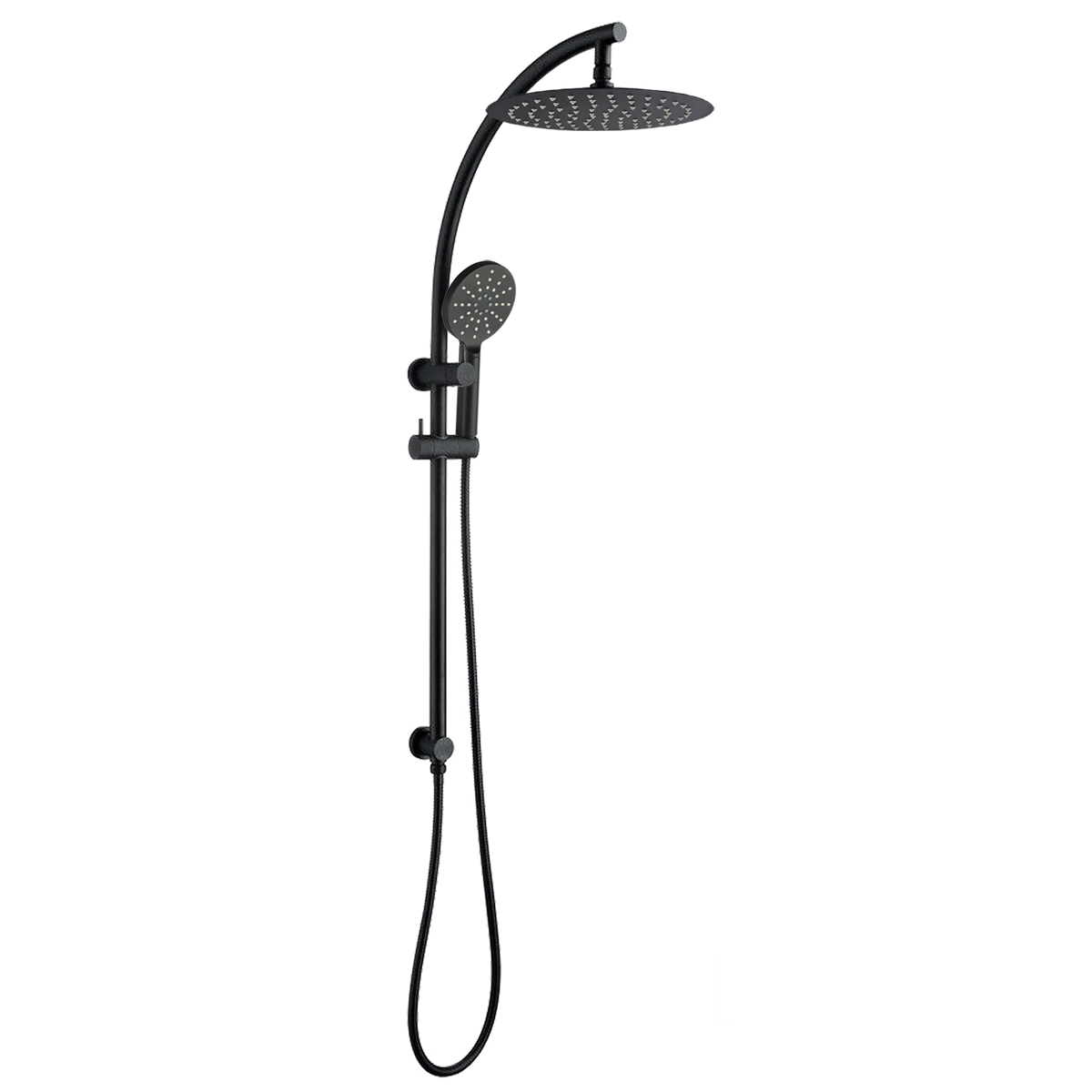 Stainless Steel & Solid Brass - 10" Curved Shower Station- Black