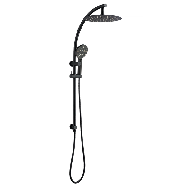 Stainless Steel & Solid Brass - 10" Curved Shower Station- Black