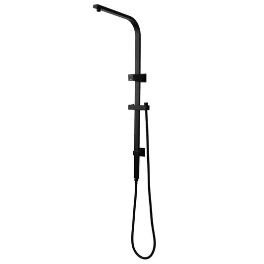 Stainless Steel & Solid Brass Shower Rail Square - Black