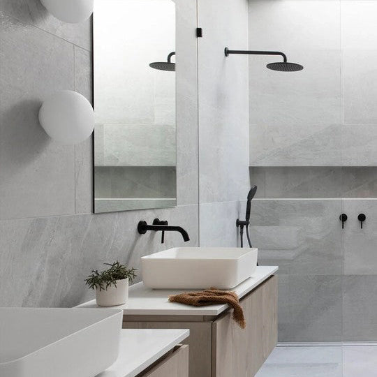 Fixed Handheld Shower Rail Round - Stainless Steel & Solid Brass - Black
