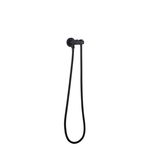 Fixed Handheld Shower Rail Round - Stainless Steel & Solid Brass - Black
