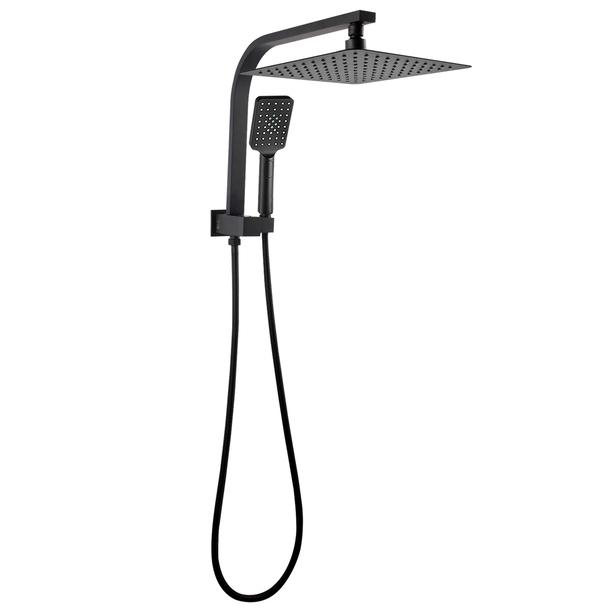 Stainless Steel & Solid Brass - 10" Square Twin Rail Shower - Black