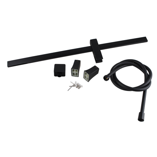 700x123mm Handheld Shower Rail Flat - Stainless Steel & Solid Brass - Black