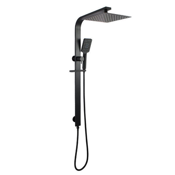 Stainless Steel & Solid Brass - 10" Flat Shower Station - Black