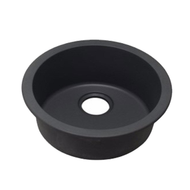 Granite Arete Stone Round Single Bowl Kitchen Sink 460mm - Black