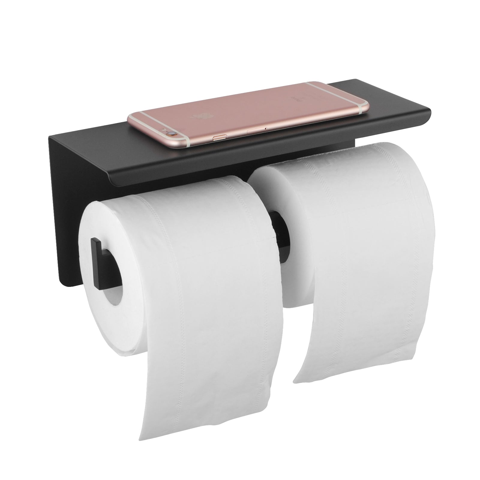 Stainless Steel Double Toilet Paper Holder- Black - IVANO