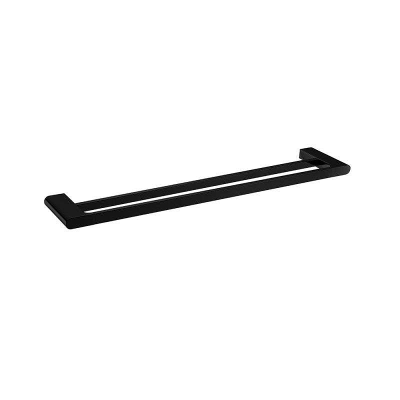 Zinc-Alloy and Brass 600mm Double Towel Rail - Black - VOG