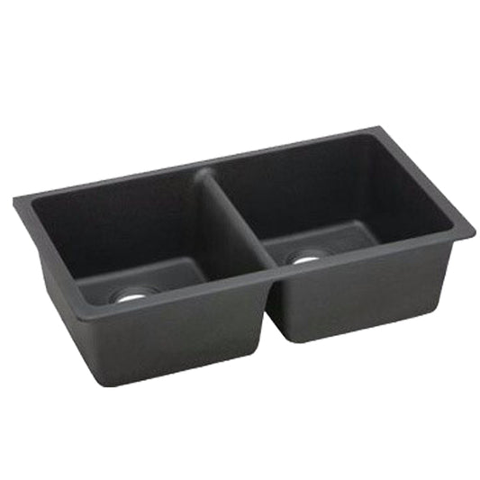 Granite Arete Stone Double Bowl Kitchen Sink 838x476x241mm - Black