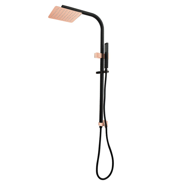 Stainless Steel & Solid Brass - 10" Square Shower Station- Black and Rose Gold