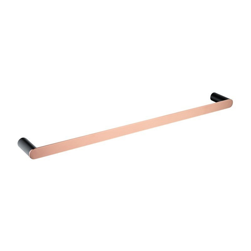 Stainless Steel 800mm Single Towel Rail - Black and Rose Gold - RUSHY