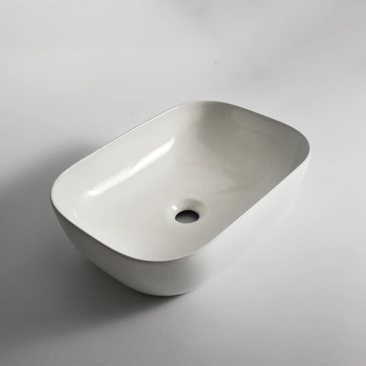 CLAYA Oval-46 Oval Ceramic Above Counter Basin – 460mm Gloss White