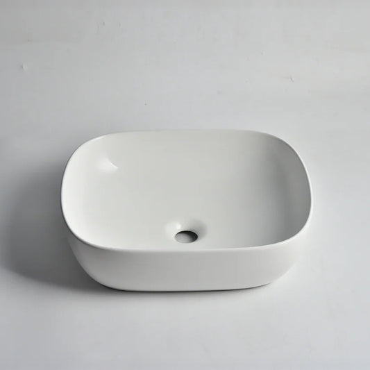 CLAYA Oval-48 Oval Ceramic Above Counter Basin – 485mm Matte White