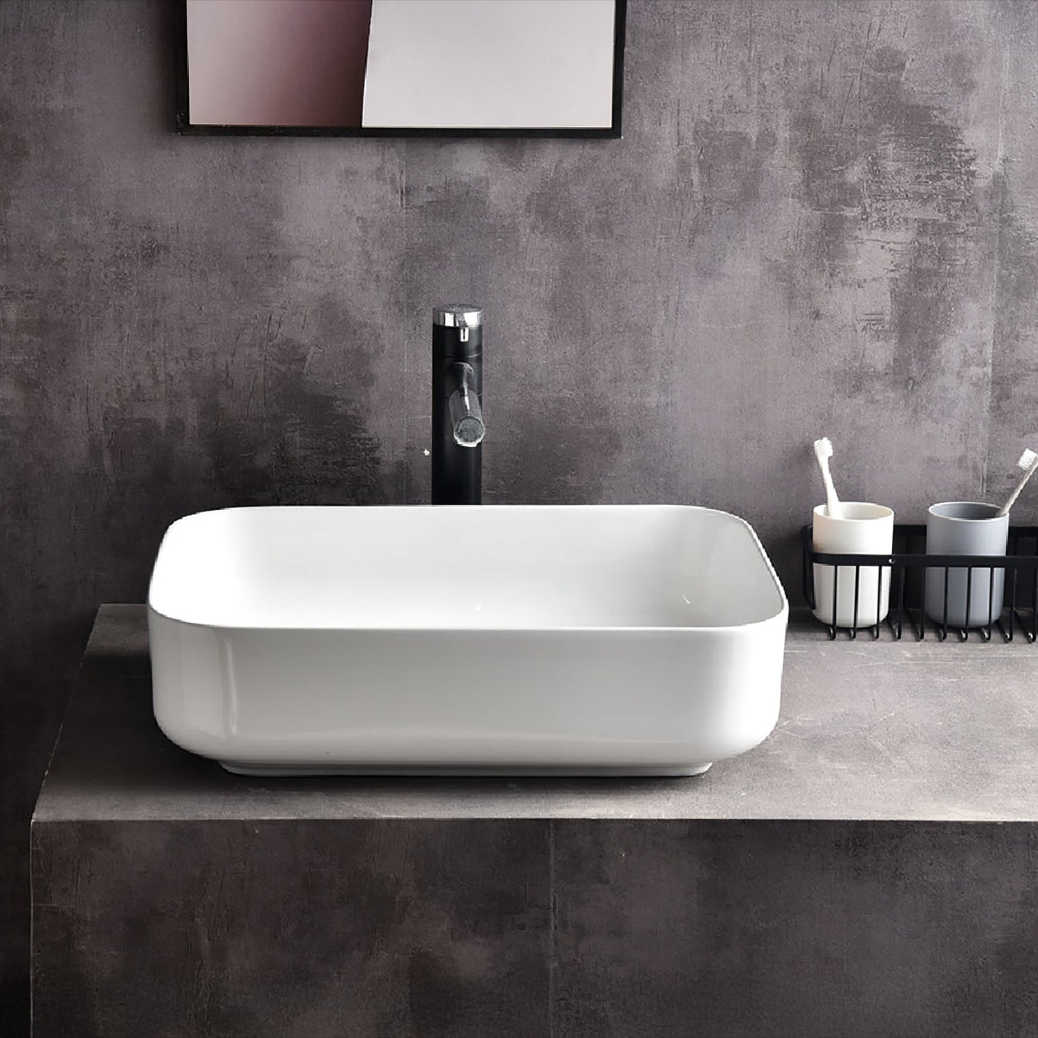 CLAYA Oval-50 Oval Ceramic Above Counter Basin – 500mm Gloss White