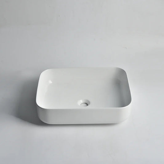 CLAYA Oval-50 Oval Ceramic Above Counter Basin – 500mm Gloss White