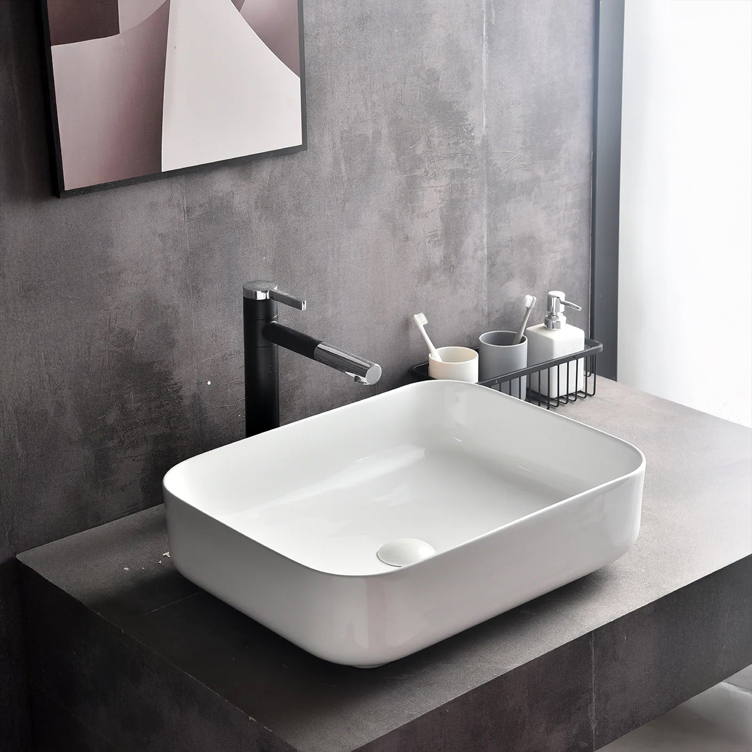 CLAYA Oval-50 Oval Ceramic Above Counter Basin – 500mm Gloss White