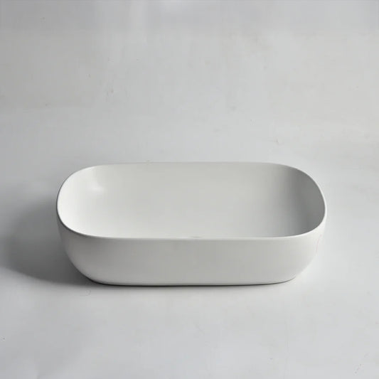 CLAYA Oval-60 Oval Ceramic Above Counter Basin – 610mm Matte White