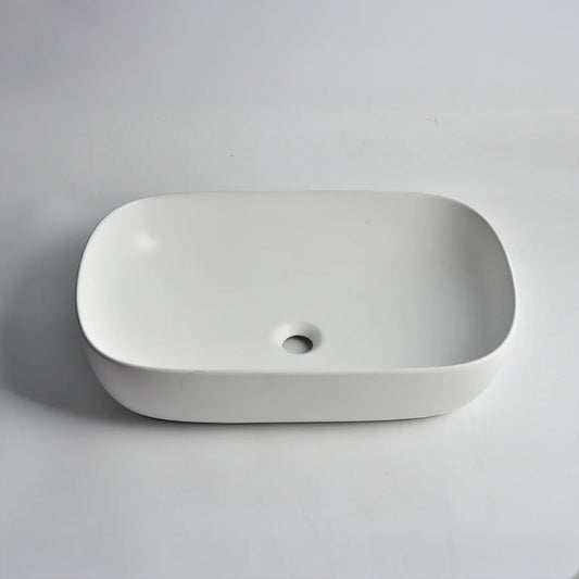 CLAYA Oval-60 Oval Ceramic Above Counter Basin – 610mm Matte White