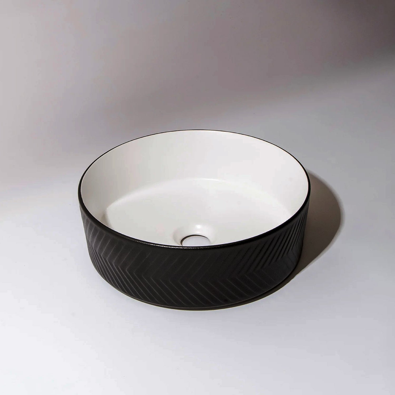 CLAYA P-Arrow-36 Round Ceramic Above Counter Basin - Textured Matte Black