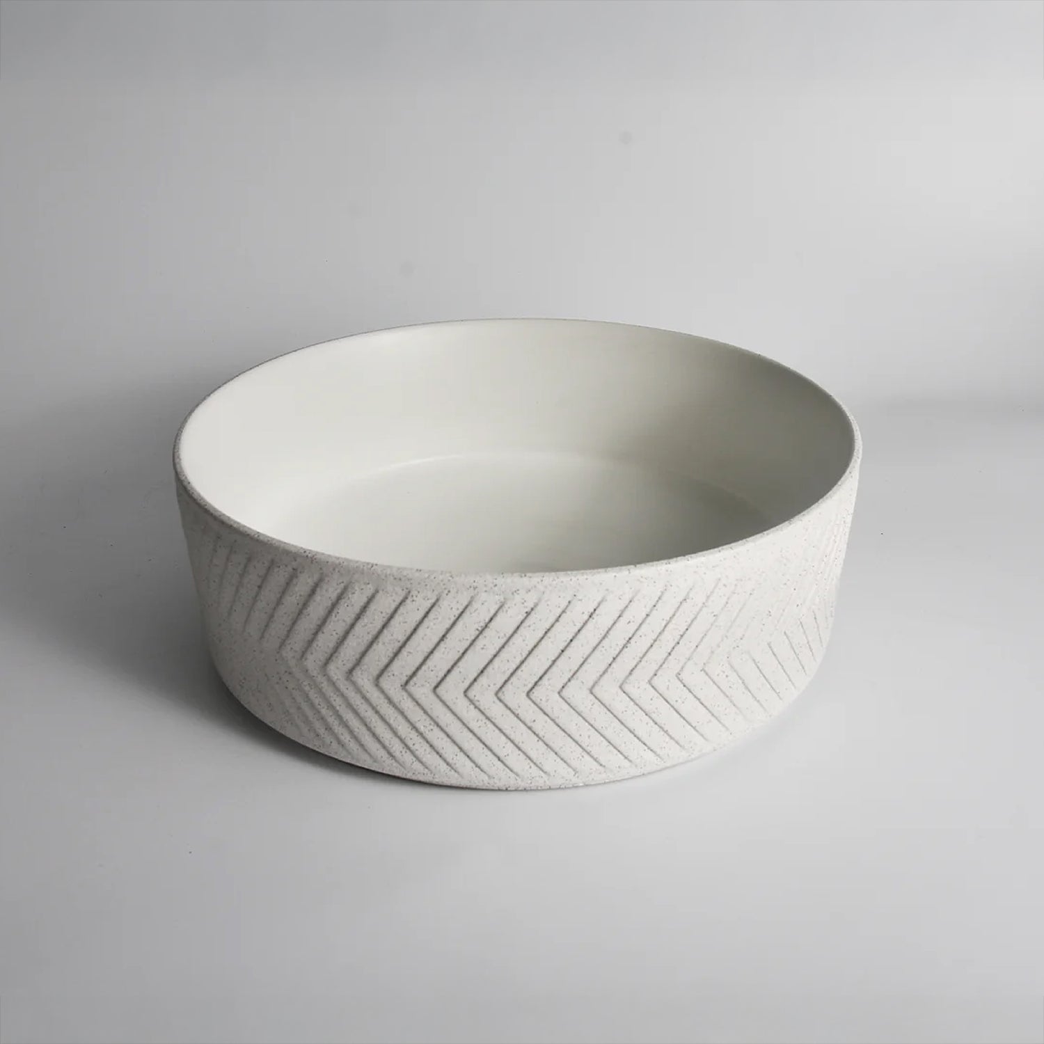 CLAYA P-Arrow-36 Round Ceramic Above Counter Basin - Textured Matte White