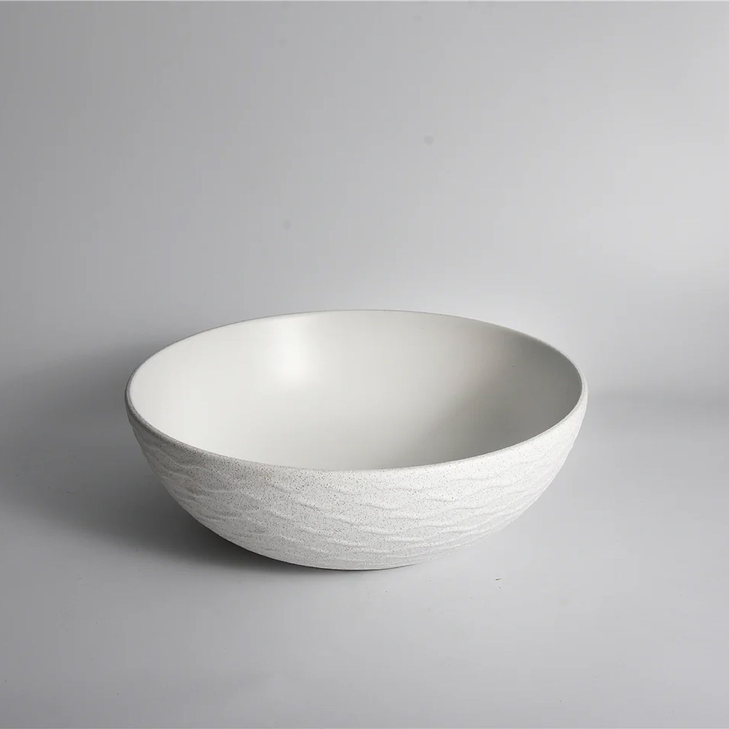 CLAYA Polar-Wavy-40 Round Ceramic Above Counter Basin - Textured Matte White