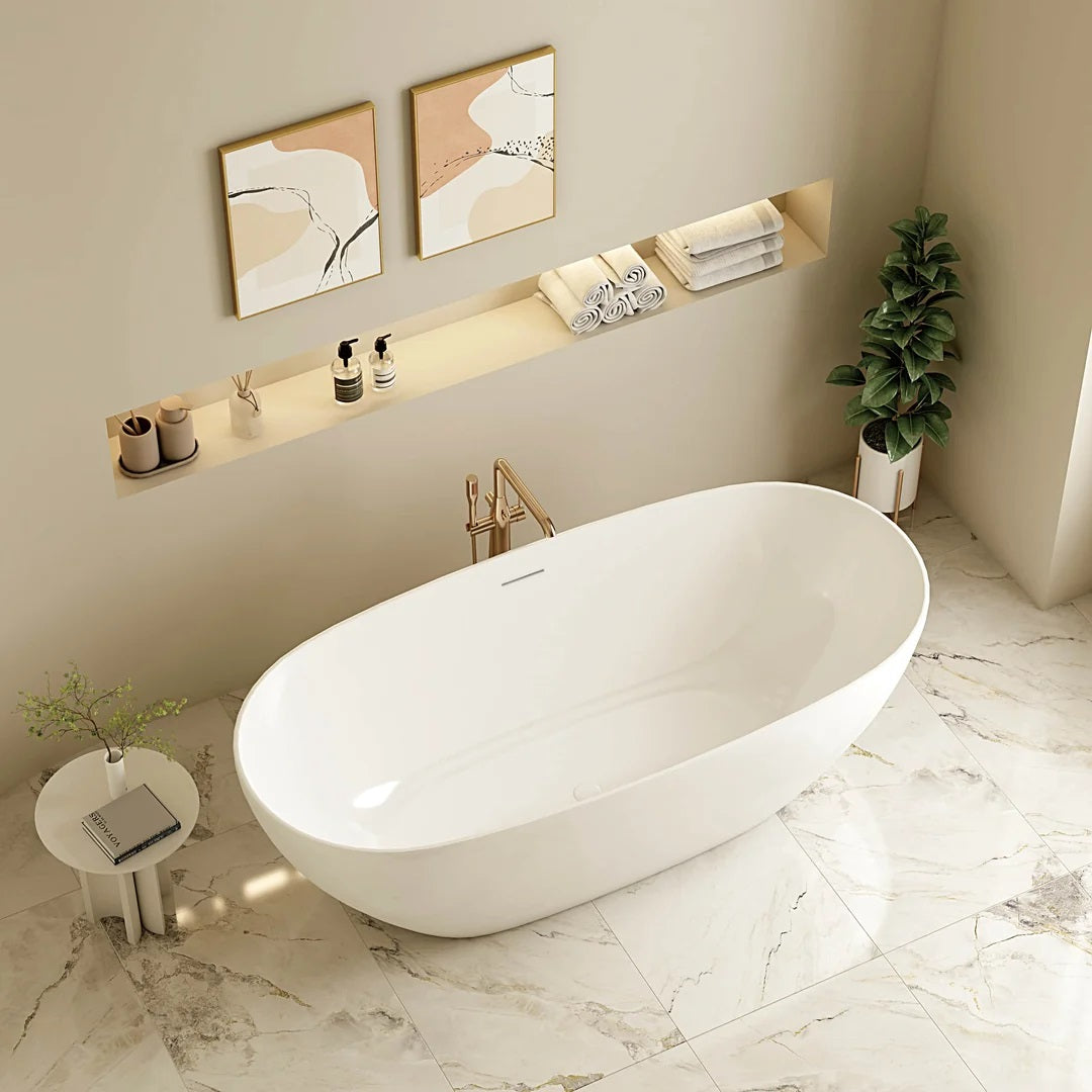 PILATO Series Slim Edge Freestanding Acrylic Bathtub side view