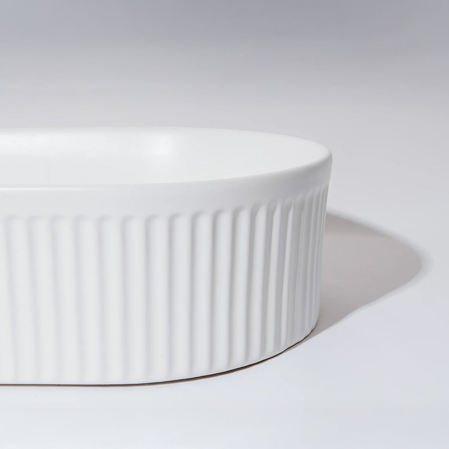 CLAYA Pill-49 Fluted Ceramic 490mm Above Counter Basin – Matte White