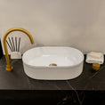 Load image into Gallery viewer, CLAYA Pill-49 Fluted Ceramic 490mm Above Counter Basin – Gloss White
