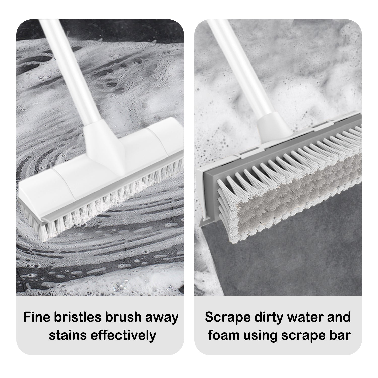 BOOMJOY 2-in-1 Floor Scrub Brush with Adjustable Stainless Steel Handle