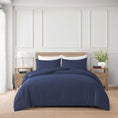 Load image into Gallery viewer, Bellemosa Premium Cotton Quilt Cover Set - Quilt Cover & Pillowcases - Navy Blue
